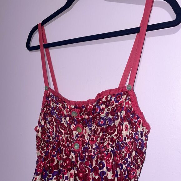 Free People Silk Babydoll Sundress Women L Pink Smocked Boho Preppy Beach Resort - Picture 2 of 8